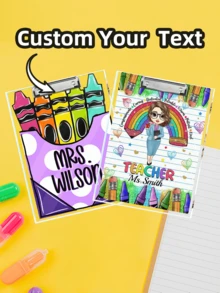 Quadro branco personalizado para professores (1-2 unidades), com nome do professor, material escolar e decoração de sala de aula para as festas de fim de ano, disponível em 3 tamanhos, presente ideal para professores iniciantes e veteranos, alunos e pais, especialmente indicado para o período de volta às aulas. - Multicolorido - Ver 2