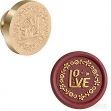 BAOFALI 1个蜡封头/7件套蜡封印章，包含“谢谢”、“生日快乐”、“爱意满满”等英文单词印章 - 英文单词蜡封印章 - 婚礼请柬蜡封 - 礼品包装蜡封