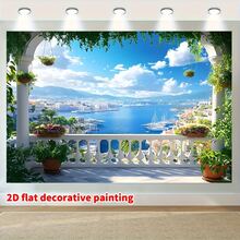 2D Flat - Một banner phẳng 2D sử dụng phông nền chụp ảnh phong cảnh mùa xuân/hè nguyên khối làm từ polyester, thể hiện một thị trấn ven biển với kiến trúc kiểu châu Âu cổ điển và những khu vườn thanh lịch. Banner chụp ảnh đa năng này phù hợp cho... - Nhiều màu - Xem 4