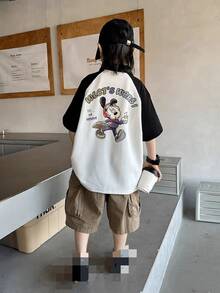 新款男童休闲卡通印花POLO领短袖T恤，夏季 - 黑與白 - 查看 3