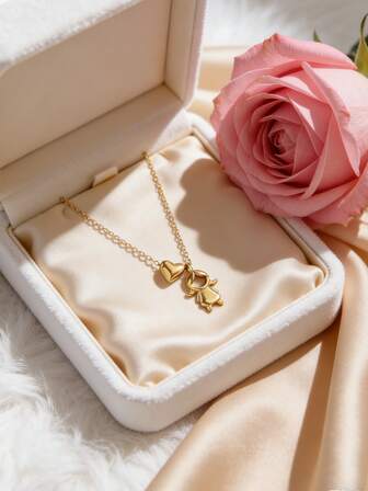 1 pieza Lindo colgante de acero inoxidable con encantos de corazón y niño/niña, adecuado para citas, sesiones de fotos de moda o regalo del Día de San Valentín para tu pareja