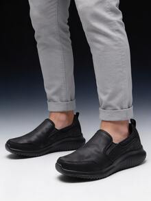 Skechers 男士一脚蹬休闲运动鞋，舒适简约日常户外运动鞋 8790000 - 全黑色 - 查看 1