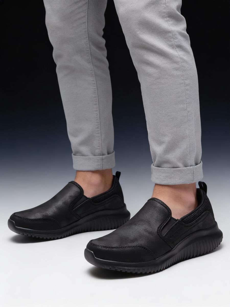 Skechers 男士一脚蹬休闲运动鞋，舒适简约日常户外运动鞋 8790000 - 全黑色 - 查看 1