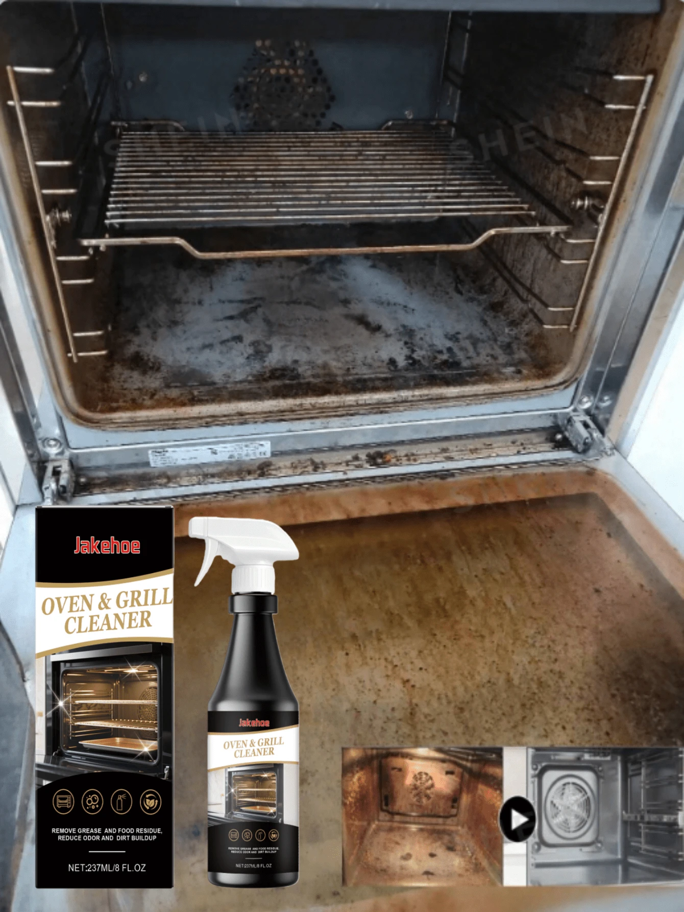 jakehoe Oven Cleaning Spray, Strong Degreasing, Easily Removes Burnt Residue And Grease, Fast-Acting, No Scrubbing Required, Suitable For Oven Interior, Fresh Lemon Scent, Kitchen Essential, Oven Cleaner, Grill Cleaner, Strong Degreasing, Burnt Grease Remover, Kitchen Must-Have - Multicolor - View 1