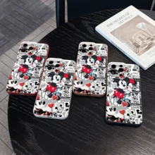 Disney.‌ Mickey Mouse Patterned Phone Case Decorated With Hearts And Comic Elements. Compatible With IPhone 17, 16, 15, 14, 13, 12, And 11 Pro Models. Disney.‌   With Shockproof Protection. A Perfect Gift For Family, Friends, Birthdays, Holidays, And Special Occasions. - 酒紅色 - 查看 1