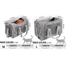 Transportín plegable de material suave apto para gatos y perros pequeños - Transpirable, resistente a arañazos, impermeable, fácil de limpiar, ligero y portátil, con correa de hombro desmontable, apto para uso en coche/viaje/avión/hogar - Multicolor - Ver 4