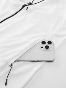 女士防紫外线轻薄外套，夏季旅行夹克，透明拉链连帽衫，休闲防晒外套，沙滩罩衫，薄款白色外套 - 白色 - 查看 10