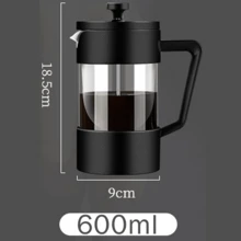 1个12盎司硼硅酸盐玻璃法式滤压咖啡壶，单杯咖啡壶，3杯容量，黑色咖啡壶。法式滤压咖啡过滤器。可用于冲泡茶和咖啡。法式滤压咖啡机。多功能茶和咖啡壶。法式滤压。可分离沉淀物，浓缩咖啡萃取器 - 黑色 - 查看 11