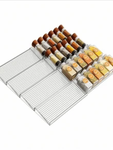 Bộ 2/4 kệ đựng gia vị bằng acrylic có thể điều chỉnh, kệ sắp xếp ngăn kéo nhà bếp - Hoàn hảo để đựng lọ gia vị, trong tủ, kệ bếp, mặt bàn và các phụ kiện nhà bếp khác, giải pháp lưu trữ thiết thực. Món quà lý tưởng cho Ngày Valentine, Giáng sinh, Ngày của Cha, Ngày của Mẹ dành cho người lớn tuổi hoặc bạn bè. Không bao gồm lọ gia vị. - Nhiều màu - Xem 9