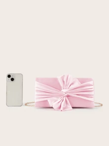 REMANLAND Women's Butterfly Decor Evening Clutch, Women's Butterfly Handbag, Satin Handbag, Wedding Party Bag, Creative Gift - Baby Pink - View 7