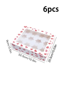 3pcs/6pcs Valentine's Day & New Year 12-Piece Window Cookie/Candy Boxes, Containers For Holidays, Weddings, Birthdays, Baking Supplies, 12-Cup Cupcake Boxes, Premium Cake Packaging - Multicolor - View 16