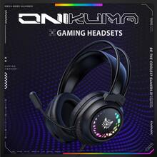ONIKUMA X92 RGB Wired Headphones With Lighting Effects, Over-Ear Design, 3.5mm Jack, Low-Latency Wired Connection, Adjustable Headband, Volume Control - Black - View 2
