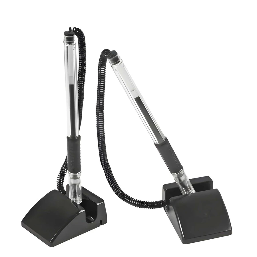 Bolígrafo de Escritorio Premium con Base Fija Antideslizante y Dije Decorativo, Diseño Moderno, Elegante y Ergonómico, Escritura Suave, Fluida y Precisa para Uso Diario, Ideal para Oficina, Hogar, Recepción o Estudio, Disponible en Sofisticado Color Negro y Azul - Negro - Ver 1