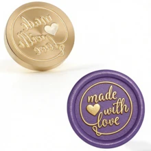 BAOFALI 1个蜡封头/7件套蜡封印章，包含“谢谢”、“生日快乐”、“爱意满满”等英文单词印章 - 英文单词蜡封印章 - 婚礼请柬蜡封 - 礼品包装蜡封