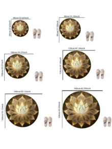 1pc Elegant Gold Lotus Flower Printed Round Rug, Suitable For Daily Home, Traditional Festivals, Party Decoration, Decorative Rug, Small Rug, Carpet, Home Decor, Living Room Rug, Bedroom Rug, Outdoor Rug, Washable Rug - Multicolor - View 7