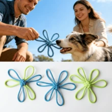 Pet Chew Toys Cotton Rope Set (3 Piecesfor Dogs - Durable & Teeth Cleaning - Multicolor - View 2