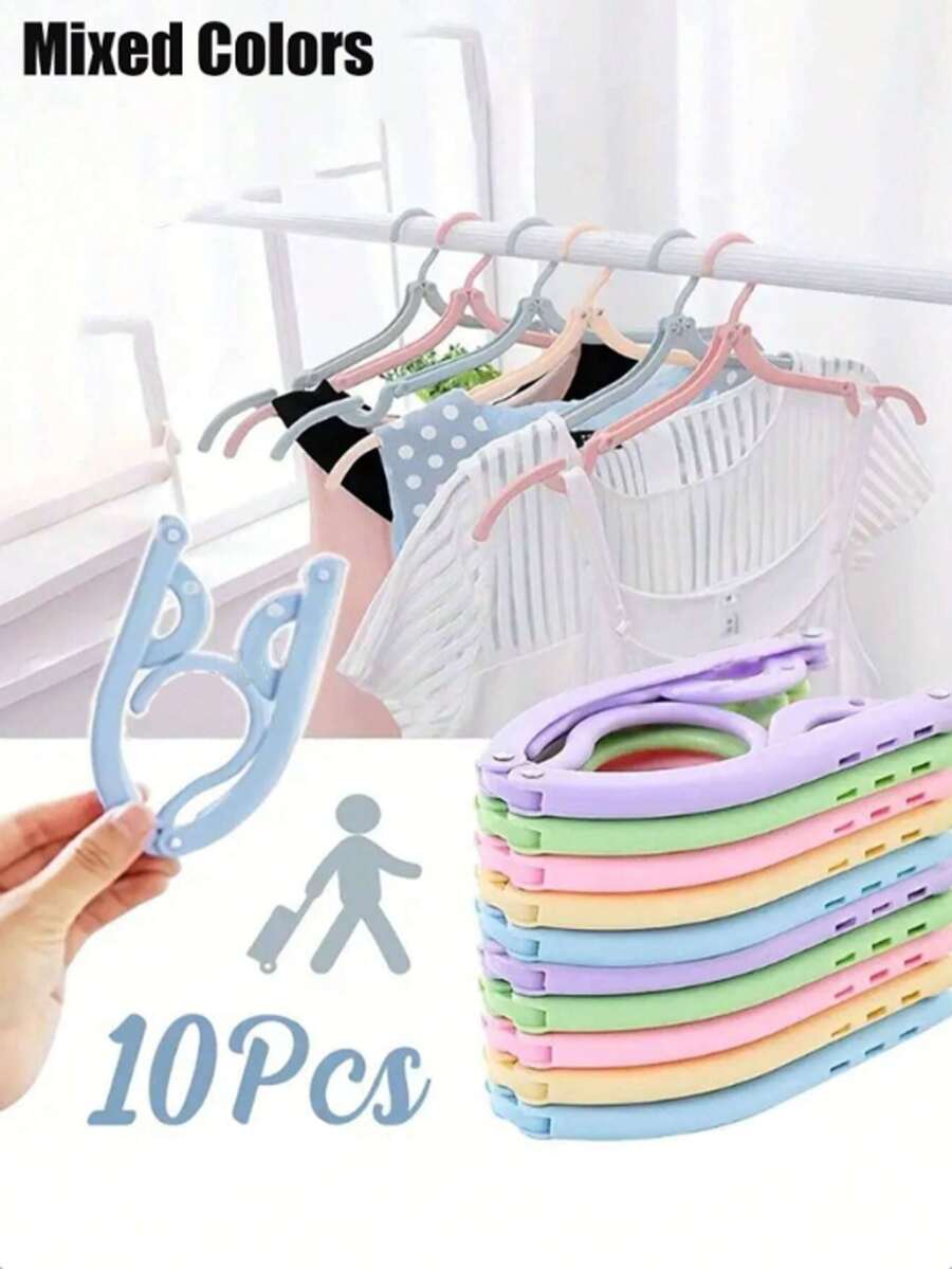 1/3/5/8/10pcs Travel Hangers, Portable Folding Clothes Hanger, Foldable Drying Rack, Non-Slip Design, Suitable For Retail Stores (Random Color), Travel Essential, Travel Accessories, Travel Essentials, Beach Vacation, Summer Travel, School Supplies, Back To School - Multicolor - View 1