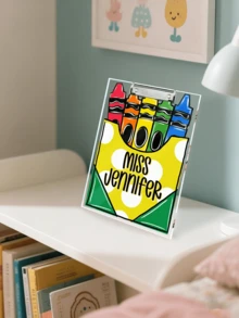Quadro branco personalizado para professores (1-2 unidades), com nome do professor, material escolar e decoração de sala de aula para as festas de fim de ano, disponível em 3 tamanhos, presente ideal para professores iniciantes e veteranos, alunos e pais, especialmente indicado para o período de volta às aulas. - Multicolorido - Ver 6