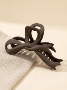 1pc Large Coffee Color Hair Claw Clip, Suitable For Women With Thick Hair, Non-Slip Matte Surface, Strong Grip, Bow Hair Clip, Neutral Large Hair Clip, French Design Aesthetic Hair Accessory, Suitable For Fine, Curly, Long Hair, Valentine's Day, Campus, Party, Prom, Daily Wear, Winter Hair Accessory, Hair Clips (Dark Brown/Chocolate) Women Hair Accessories - Coffee - View 2