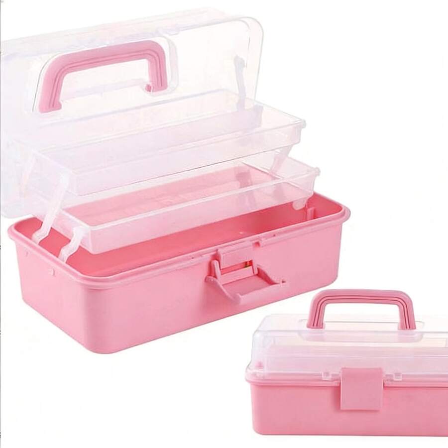 1 hộp đựng đồ bằng nhựa 3 tầng, hộp đựng đồ gấp gọn dung tích lớn, hộp đựng đồ đa năng, lý tưởng để đựng đồ dùng nghệ thuật, dụng cụ, thuốc men, đồ may vá và hội họa, hộp đựng dụng cụ gấp gọn gia đình, hộp đựng đồ thủ công mỹ nghệ di động, hộp phân loại đồ may vá, hộp đựng thuốc, quà tặng Ngày của Mẹ, hộp đựng đồ dùng mùa xuân và mùa hè.