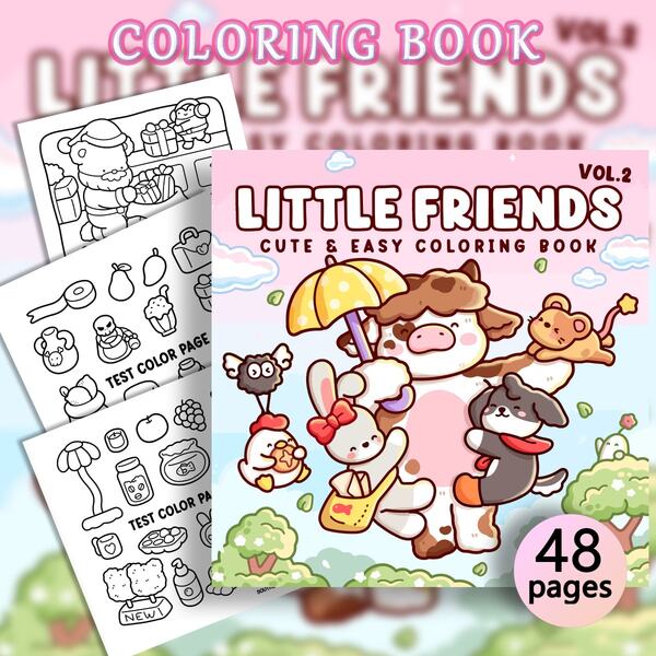 48 Pages - 240g, Cute Pet & Miscellaneous Coloring Book, Fresh & Healing Style, Cute Pet & Miscellaneous Patterns, Multi-Color Palette, Heart-Shaped Cup Detail, Relaxing Coloring, Suitable For Stationery, School Supplies, Great Gift For Girls, Valentine's Day, New Year