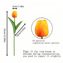 3pcs Artificial Tulip Flowers Decor, Home Decoration Accessories, Living Room & Bedroom Ornaments - Sunset Glow - View 3