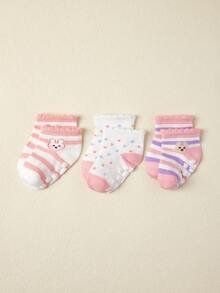 3pairs Baby Cartoon Graphic Socks