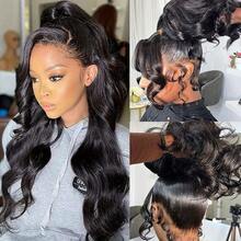 250 Density 360 Lace Front Wigs Human Hair Invisi Strap Body Wave 13x4 13x6 HD Lace Front Wigs Human Hair Pre Plucked Drawstring Wig Human Hair 5x5 6x4 Wear And Go Glueless Human Hair Wigs For Women Brazilian Lace Frontal Wigs Natural Color Unisex Wigs For Women , All Ethnicities, Stylish Hair Replacement | Elegant Updo Wig | Natural Look Wig For Daily Casual, Party Date Decoration Perfect Wig Accessories And Can Also Be Given As A Gift To Family And Friends - Natural Black - 查看 7