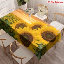1/20pcs Sunflower Field Tablecloth, Vibrant Sunset Pattern, Polyester Material, Suitable For Outdoor Picnic, Camping, Wedding, Birthday Party, Spring Decor, Home Decor - Multicolor - View 5