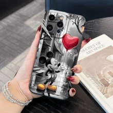 Disney What Mickey Mouse Patterned Phone Case With A Heart Balloon Design What Compatible With IPhone 17 16 15 14 13 12 11 Pro Models With Shockproof Protection It's An Ideal Gift For Family Friends Birthdays Spring Festival Holidays Boyfriends Girlfriends And Valentine's Day - White - View 6