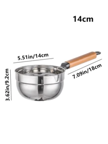 1pc 304 Stainless Steel Water Dipper With Wooden Handle, , Anti-Drop, Large Capacity Ladle For Kitchen, Garden, Commercial Use, 14cm/16cm/18cm - Silver - View 12
