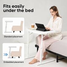 Tilting TV Tray Folding Table 22" Height Adjustable, Portable Multifunctional Portable Eating Dinner And Laptop Drawing Table On Bed Sofa - White - View 8