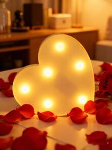 1个可爱心形房间装饰夜灯，电池供电，室内装饰可爱夜灯，适用于客厅、卧室、桌面装饰，情人节装饰，情人节礼物，求婚婚礼派对心形夜灯 - 暖光 - 查看 9