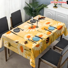 1/20pcs Tablecloth Set, Daisy And Bee Pattern, Spring Theme, Made Of Polyester Fabric, Woven, Suitable For Picnic, Camping, Wedding, Birthday, Buffet, Home Decor - Multicolor - View 12
