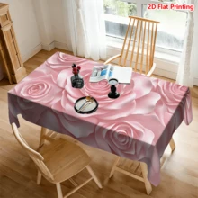 1/20pcs Tablecloth, Pink Rose Pattern, Polyester Fabric, Woven, Elegant Floral Design, Suitable For Picnic, Camping, Wedding, Birthday, Buffet, Spring Home Decor - Multicolor - View 11