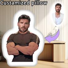 Customized Personalized Funny Throw Pillow, Mini Cushion, Custom Face Pillow, Muscular Man Shaped Pillow, A Unique Gift For Family, Friends, Loved Ones With Your Own Photo - Blue - View 10