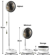 Portable Desktop Electric Fan 5400/7200mAh Ultra Long Battery Life USB Rechargeable Foldable Telescopic 90° Rotating Floor Mini Fan Timer Remote Control Auto Oscillation Essential Cooling Tool For Hot Weather Holidays - Multicolor - View 14