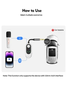 Wireless Microphones, Car Karaoke Microphone With Bluetooth Adapte, Plug And Play Your Current Audio Deice, Gift For Adults, For Singing, Home Party, Car Travel(Two Microphone + One Bluetooth Adapter),Beige - KG02 - View 4