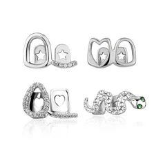 4Pcs Grillz HIP HOP Gold Tooth Grillz Grills Street Rap Teeth Fake Teeth 18K Gold Plated Iced Out Halloween Grillz For Men Women - Multicolor - View 12