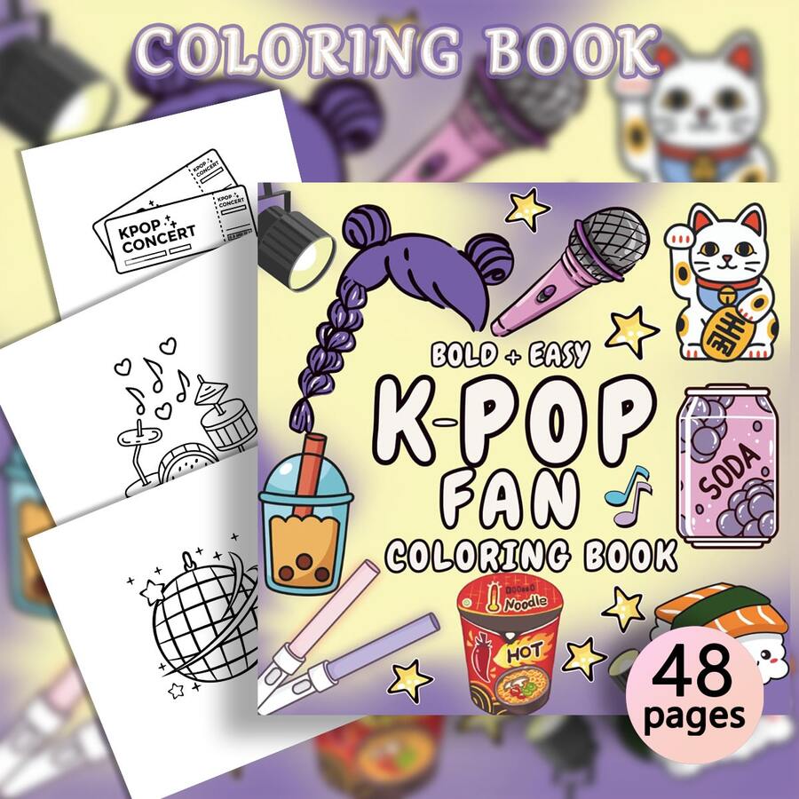 48 Páginas - 230g, Livro de Colorir Fofo Maneki-Neko, Estilo Coreano Adorável, Elementos Maneki-Neko, Esquema de Cores Branco e Amarelo, Detalhes do Personagem "Fortuna", Desenho Relaxante, Adequado para Papelaria, Material Escolar, Ótimo Presente para Meninas, Dia dos Namorados, Ano Novo - Fã de K-POP - Visão 1