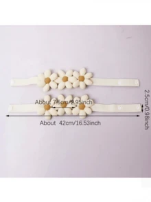 1pc/2pcs/4pcs Curtain Tie Backs, Flower Shaped Curtain Tiebacks, Curtain Accessories, Cute Flower Design Curtain Clips, Living Room Home Decor Gift, Birthday/Graduation - Beige - View 2