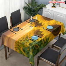 1/20pcs Sunflower Field Tablecloth, Vibrant Sunset Pattern, Polyester Material, Suitable For Outdoor Picnic, Camping, Wedding, Birthday Party, Spring Decor, Home Decor - Multicolor - View 17