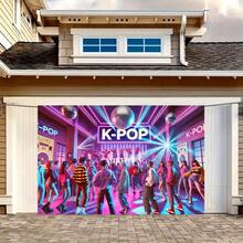 1 Stück K-Pop Party Hintergrund Banner - Neon Disco Bühnenbeleuchtungseffekt mit K-Pop Text - Nicht-elektrischer Fotohintergrund, geeignet für Geburtstag, Konzert, Live-Streaming - Innen-/Außenbereich Dekoration - strapazierfähiges Polyestermaterial, Disco Party Dekoration, Innen- und Außenbereich Verwendung, lebendige visuelle Effekte, kräftige Farben, hochwertige Stoffe, Feier Dekoration, Veranstaltungsplanung, 2D flach - Verschiedenfarbig - Übersicht 2