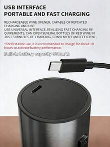 6-In-1 Electric Automatic Rechargeable Bottle Opener, Includes Bottle Opener, Vacuum Stopper, Wine Aerator, Capsule Cutter, Display Stand And USB Charging Cable, Silver - Multicolor - View 8
