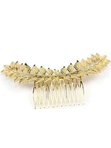 1件优雅叶子造型新娘发梳 - 金色 - 查看 5