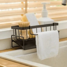 1个多功能水槽沥水架，洗洁精海绵架，厨房收纳架，升级碳钢水槽置物架，可放置湿巾和抹布 - 彩色 - 查看 10