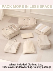 9件套旅行收纳袋，压缩收纳袋，行李整理袋，衣物收纳套装，化妆包，防水洗漱包，多功能收纳袋 - 彩色 - 查看 8