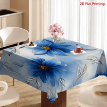 1/20 piezas Mantel de poliéster con patrón floral azul, tejido, adecuado para picnic, camping, boda, cumpleaños, buffet de restaurante, decoración del hogar de primavera - Multicolor - Ver 8
