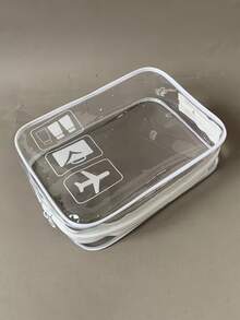 TSA认证透明洗漱包 - 高品质旅行化妆包，四季皆宜，尺寸符合随身行李规定。透明设计方便查看，是收纳护肤品和化妆品的理想之选。机场随身洗漱旅行包。化妆包、化妆品收纳包、化妆品收纳袋、透明化妆包、洗漱包、度假必备品、女士旅行礼物 - 白色 - 查看 4