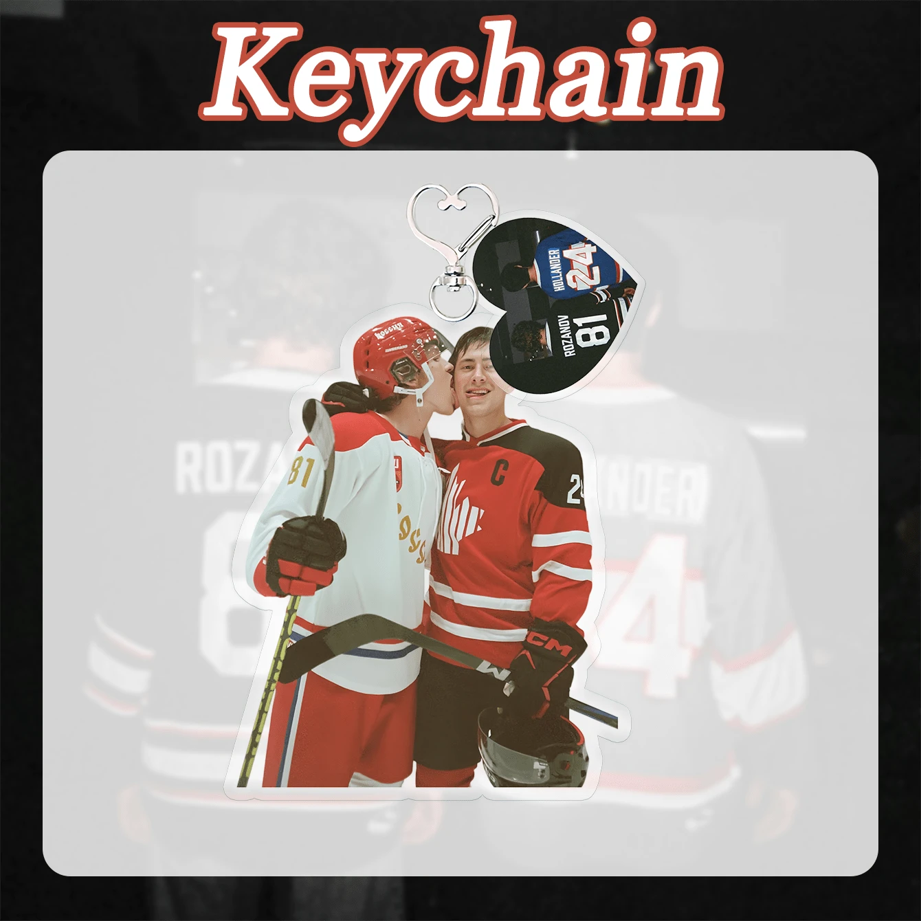 Heated Rivalry Keychain, Film Merchandise, Heart-Shaped Keychain, Bag Charm, Car Charm, Collectible, Hanging Decoration, Birthday Gift, Party Gift - Multicolor - View 1